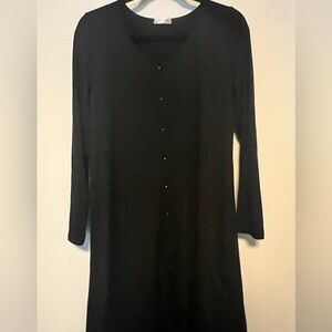 Black Long Sleeve Button-Up Nightgown